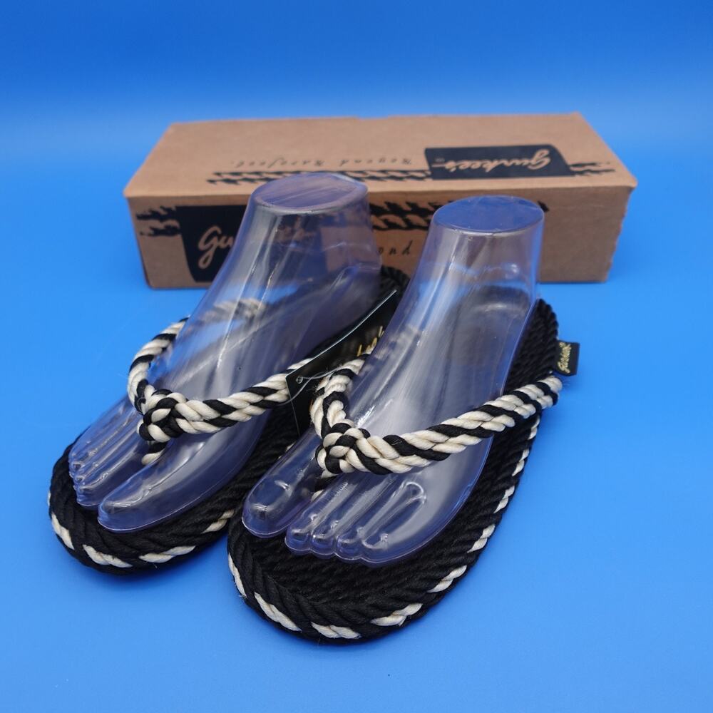 Gurkee’s Rope Sandals Women’s Size 7 Black-White Thong New With Box